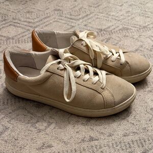 J McLaughlin Cream and Tan Women's Suede Sneakers